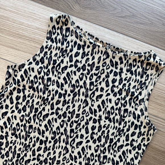 Vintage Leopard Print Boat Neck T-shirt Tank Dress - Picture 12 of 12